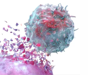 3D visualization of CAR-T cell targeting and destroying cancer cells — advanced immunotherapy in India